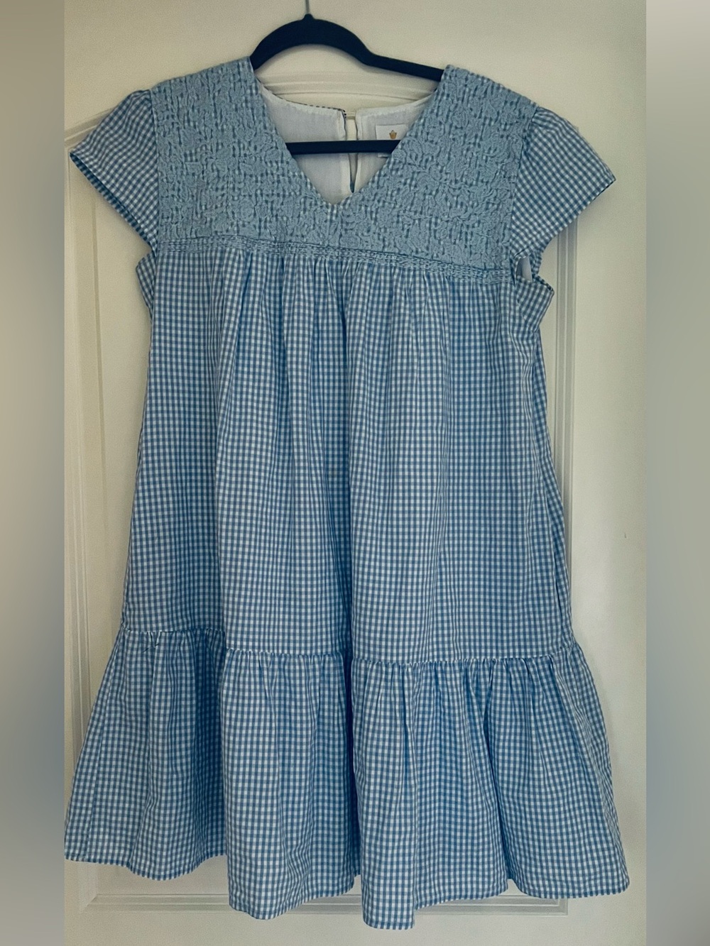 J Marie Angelina Embroidered Gingham Dress